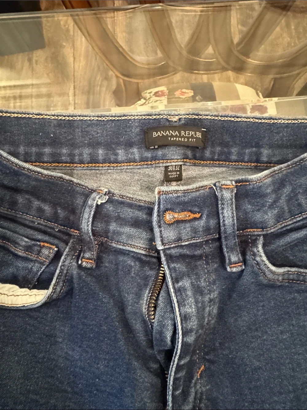 Banana Republic Men’s Dark Blue High-Rise Tapered Jeans